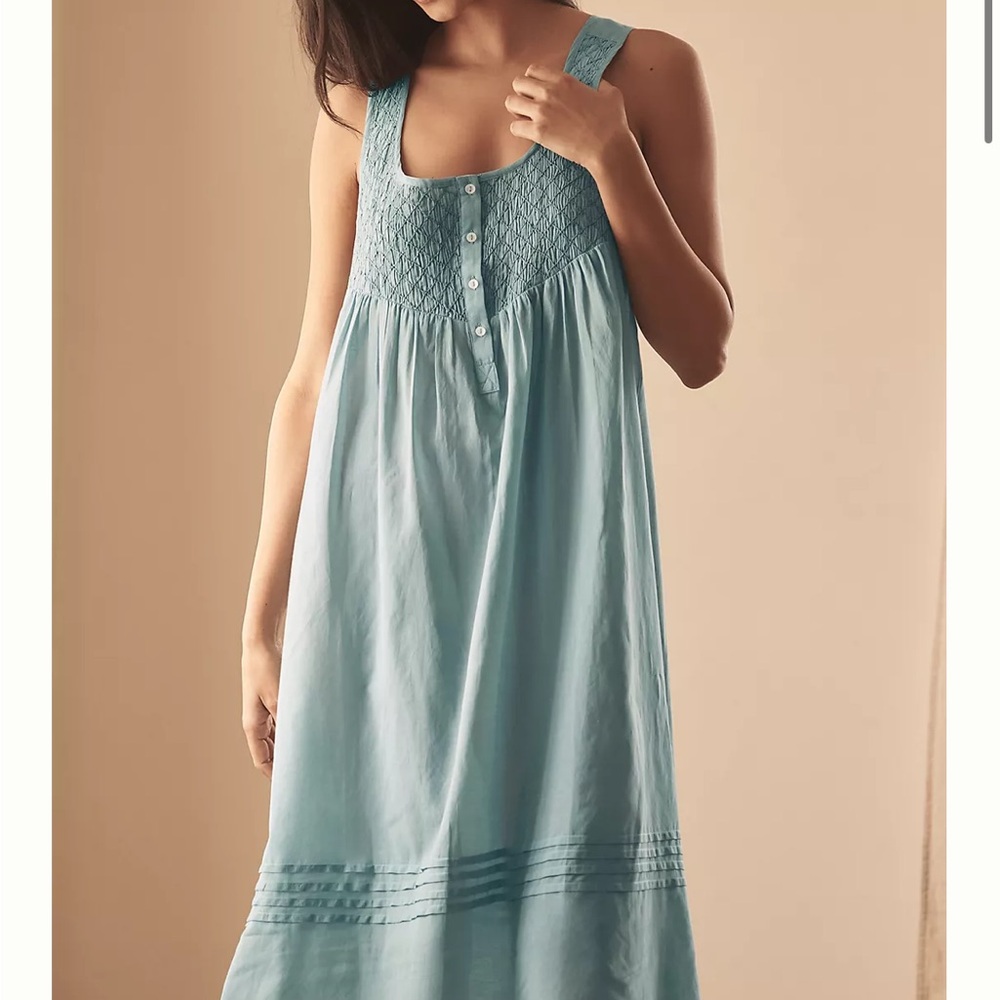 Anthropologie Blue Chemise with Lace Details
